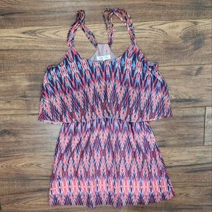 Aeropostale Junior's Sleeveless Strappy Multi-Color Lightweight Mini Dress Small